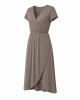 Essentials Women's Stretchy Jersey V-Neck Short Sleeve Midi Length Dress