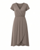 Essentials Women's Stretchy Jersey V-Neck Short Sleeve Midi Length Dress