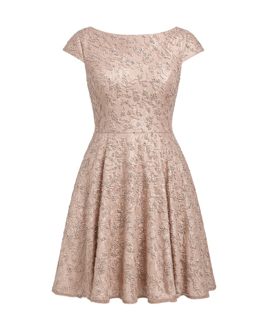 Adrianna Papell Women's Beaded Jacquard Short Dress