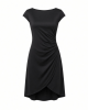 Essentials Women's Cap Sleeve Boat-Neck Faux Wrap Dress