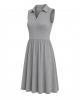 DKNY Women's Sleeveless Collared Neck Mélange Washer Fit and Flare Dress