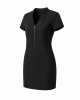 DKNY Women's Short Sleeve V-Neck Zipper Front Scuba Crepe Mini Dress
