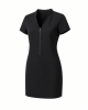 DKNY Women's Short Sleeve V-Neck Zipper Front Scuba Crepe Mini Dress