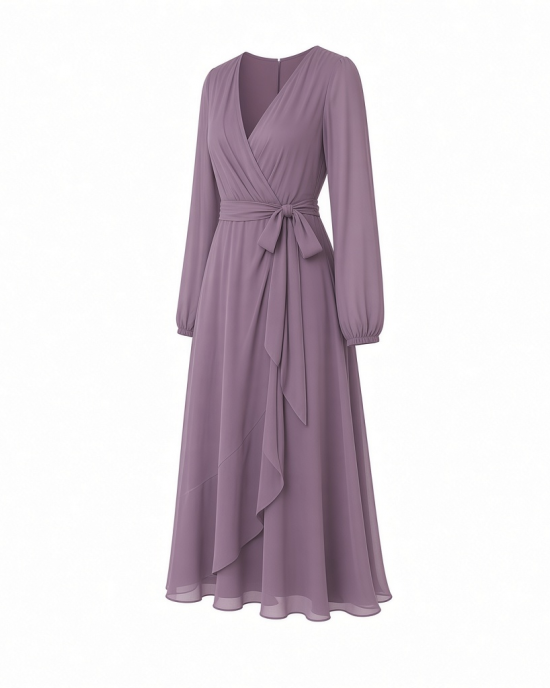 Adrianna Papell Women's Long Sleeve Wrap Midi Dress