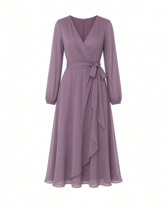 Adrianna Papell Women's Long Sleeve Wrap Midi Dress
