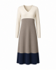 Tommy Hilfiger Women's Long Sleeves V Neck Color Block Midi Dress