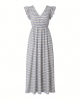 Kensie Women's Short Sleeve V-Neck Striped Woven Maxi Dress