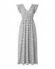 Kensie Women's Short Sleeve V-Neck Striped Woven Maxi Dress