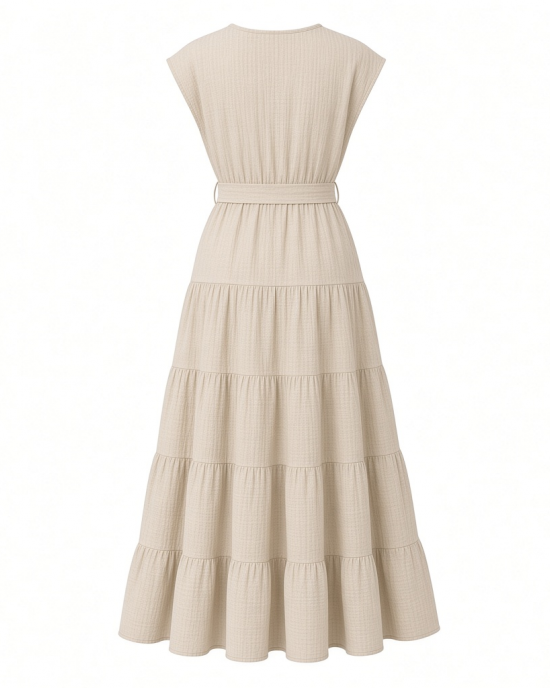 Vince Camuto Women's Tie Waist Cap Sleeve Tiered Maxi Dress