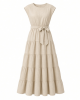 Vince Camuto Women's Tie Waist Cap Sleeve Tiered Maxi Dress