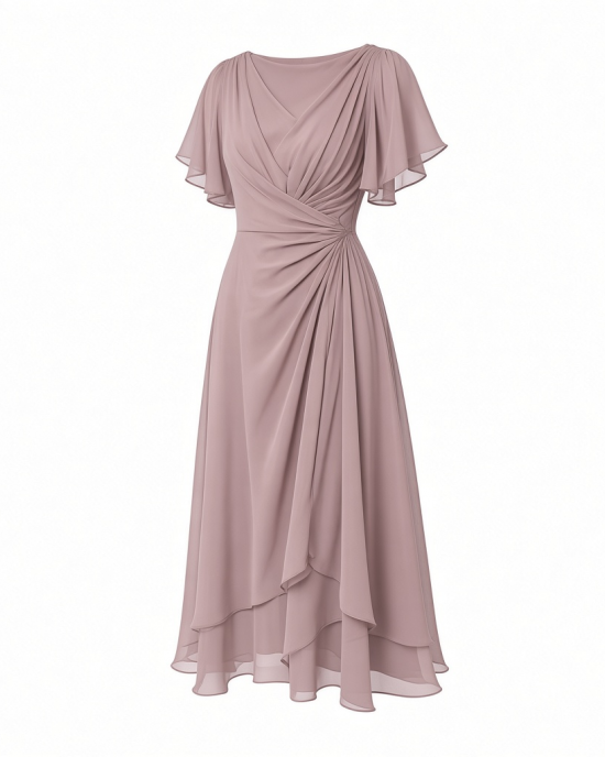 Adrianna Papell Draped Chiffon MIDI Dress