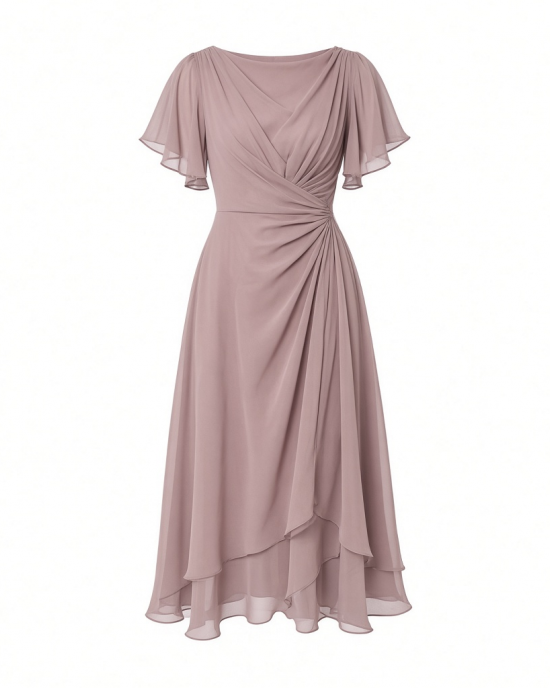 Adrianna Papell Draped Chiffon MIDI Dress