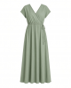 Essentials Women's V Neck Short Sleeve Waisted Maxi Dress (Available in Plus Size)