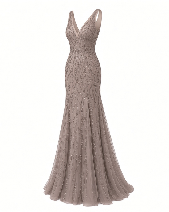 Adrianna Papell Bead Mermaid Long Dress