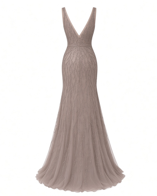 Adrianna Papell Bead Mermaid Long Dress