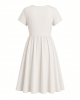 Essentials Women's Short Sleeve V-Neck Gathered Fit and Flare Dress
