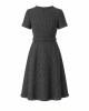 Karl Lagerfeld Women's Short Sleeve Tonal Tweed Skirt Chain Trim Belt Scuba Crepe A-line Dress