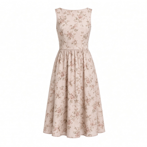 London Times Women's Sleeveless Inset Waist Midi Fit and Flare Dress