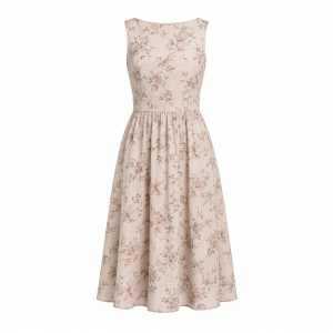 London Times Women's Sleeveless Inset Waist Midi Fit and Flare Dress