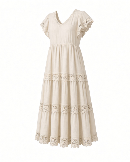 City Chic Women's Plus Size Dress - Aiza Crochet Tier Maxi