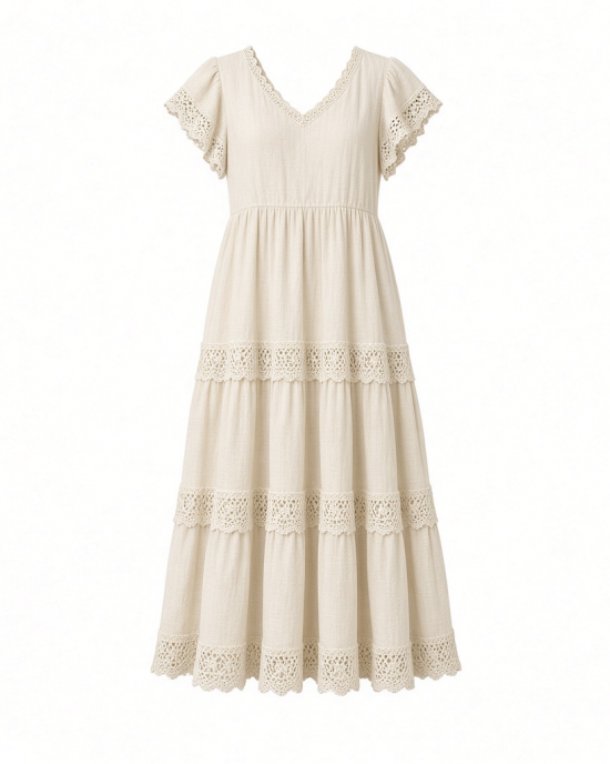 City Chic Women's Plus Size Dress - Aiza Crochet Tier Maxi