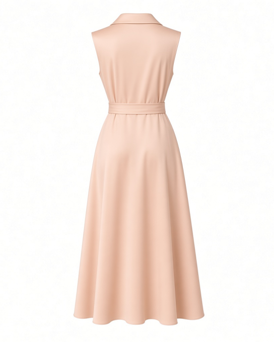 Adrianna Papell, Lapel Mikado Ankle Dress, Apricot Ice