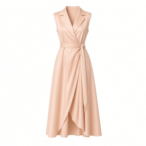 Adrianna Papell, Lapel Mikado Ankle Dress, Apricot Ice