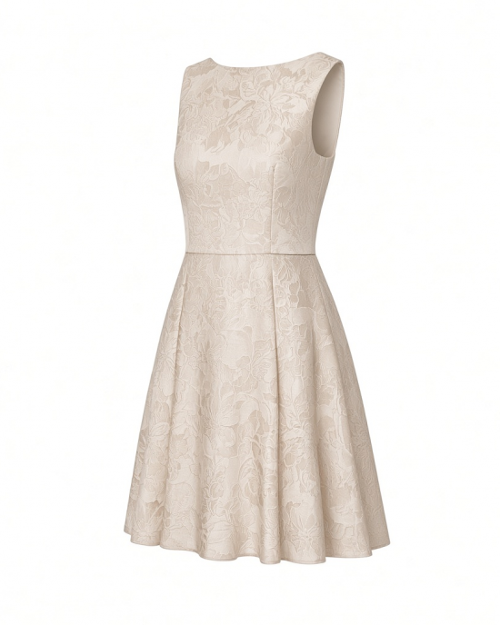 Adrianna Papell Sleeveless Floral Jacquard Drop Waist Short Dress