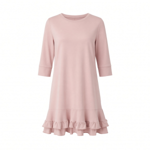 Tommy Hilfiger Women's 3/4 Sleeve Crew Neck Double Ruffle Hem Jersey Shift Mini Dress