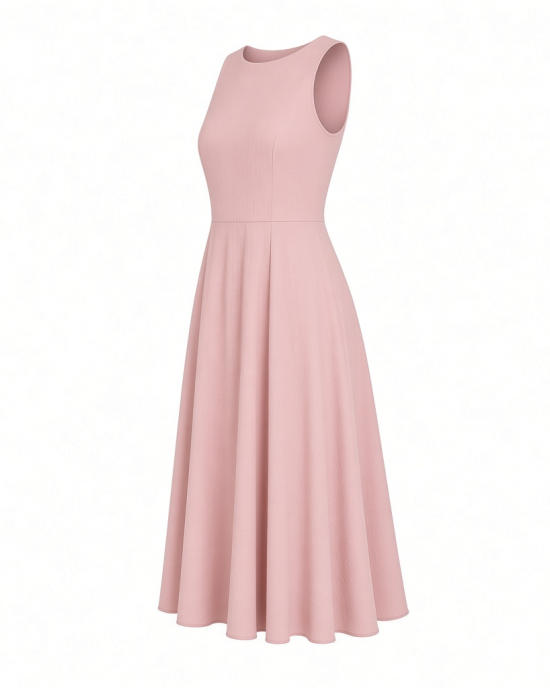 DKNY Women's Sleeveless Jewel Neck Fit and Flare Dress