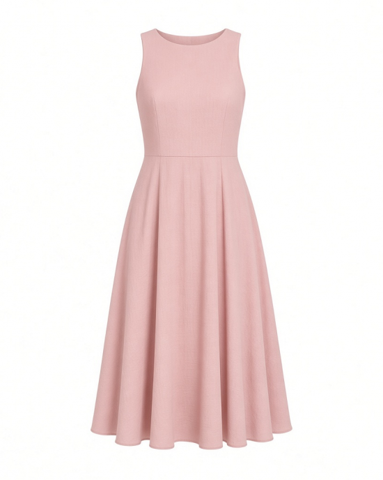 DKNY Women's Sleeveless Jewel Neck Fit and Flare Dress