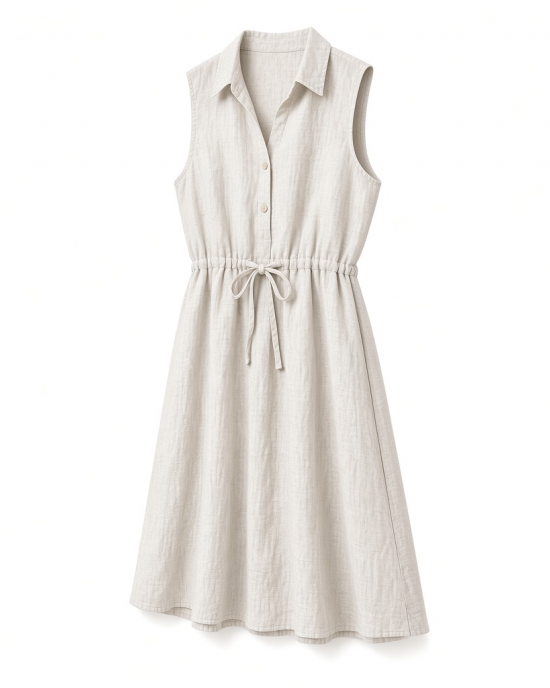 Essentials Women's Sleeveless Summer Shirtdress, Relaxed-Fit Woven Shirt Dress