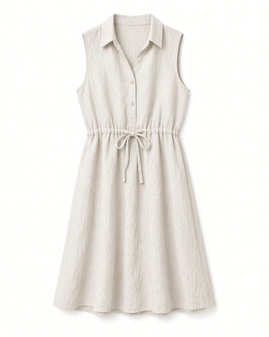 Essentials Women's Sleeveless Summer Shirtdress, Relaxed-Fit Woven Shirt Dress