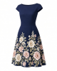 London Times Women's Floral Border Cap Sleeve Fit & Flare Dress