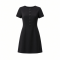 DKNY Women's Short Sleeve Jewel Neck Scuba Crepe Button Front Detail Mini Dress