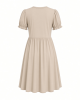 Essentials Women's Gathered Short Sleeve Crew Neck A-line Dress (Available in Plus Size)