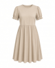 Essentials Women's Gathered Short Sleeve Crew Neck A-line Dress (Available in Plus Size)