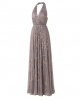 Adrianna Papell Womens Halter Blouson Beaded Gown