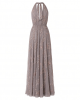 Adrianna Papell Womens Halter Blouson Beaded Gown