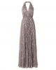 Adrianna Papell Womens Halter Blouson Beaded Gown