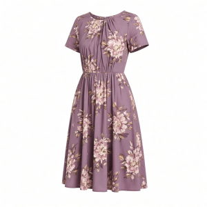 Maggy London Women's A-line Short Sleeve Gathered Neckline Knee Length Business Casual Cocktail Wedding Guest Dress