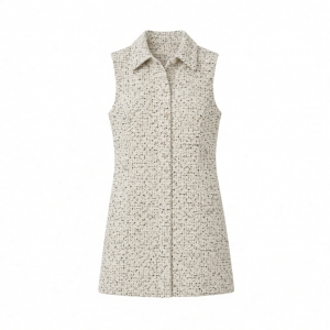 Calvin Klein Women's Sleeveless Collared Tweed Shift Mini Dress
