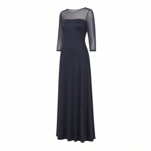 Alex Evenings Women's Long Matte Jersey Mother of The Bride Dress with 3/4 Illusion Sleeves (Petite and Regular Sizes)