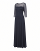 Alex Evenings Women's Long Matte Jersey Mother of The Bride Dress with 3/4 Illusion Sleeves (Petite and Regular Sizes)