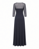 Alex Evenings Women's Long Matte Jersey Mother of The Bride Dress with 3/4 Illusion Sleeves (Petite and Regular Sizes)
