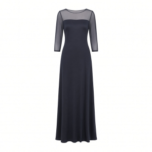 Alex Evenings Women's Long Matte Jersey Mother of The Bride Dress with 3/4 Illusion Sleeves (Petite and Regular Sizes)
