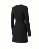 DKNY Women's Long Sleeve Jewel Neck Mini D Buckle Scuba Crepe Dress