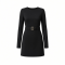 DKNY Women's Long Sleeve Jewel Neck Mini D Buckle Scuba Crepe Dress