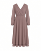 Essentials Women's Lightweight Georgette Long Sleeve V-Neck Midi Dress (Available in Plus Size)