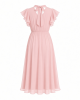 Tommy Hilfiger Women's Flutter Sleeve Tie Neck Chiffon Midi Dress